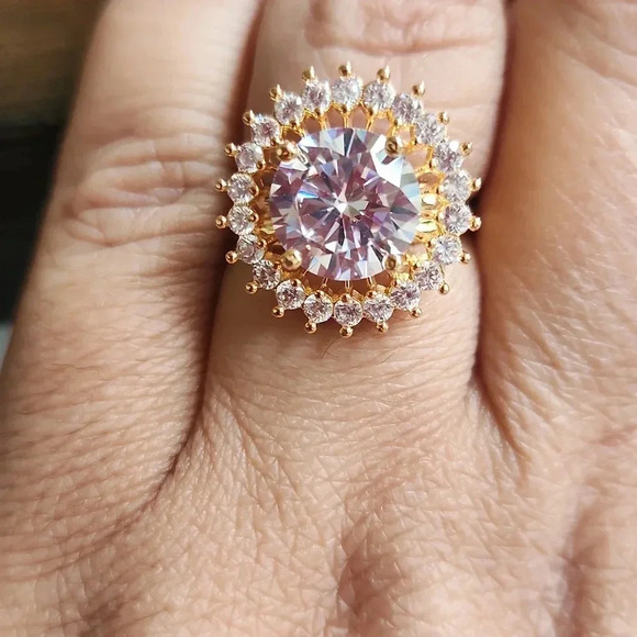 Jewelry - American Diamond Accented Gold Adjustable Ring.